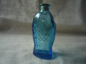 Vintage Mini Fisch's Bitters blue fish bottle - Picture 1 of 3