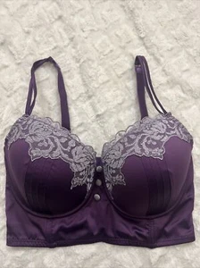 New Adore Me Long Line Bra Size 34DDD Purple - Picture 1 of 17