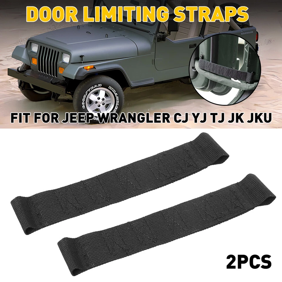 2 correas de control limitadoras de puerta ajustables aptas para Jeep Wrangler CJ YJ TJ JK Foto 1 de 4