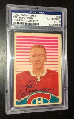 RED BERENSON SIGNED PARKHURST 1963 CANADIENS ROOKIE CARD #26 PSA/DNA Auto RC - Image 1 of 2