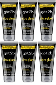 Got2b Ultra Glued Invincible Styling Hair Gel, 6 oz (Pack of 6) Free Shipping - Picture 1 of 9