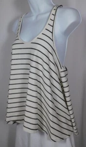 DE COLECCIÓN HABANA Blusa Sin Mangas Gris Marfil Espalda a Rayas Cremallera Swing Talla S - Imagen 1 de 5