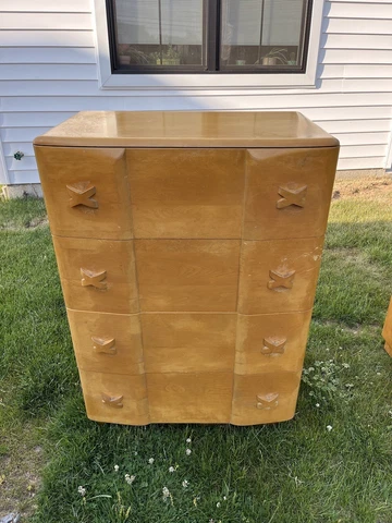 Vintage Mid Century Modern 1940s Heywood Wakefield Rio 4-Drawer Tallboy Dresser Cover