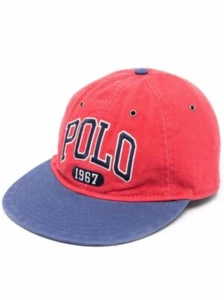 Polo Ralph Lauren Bordado Algodón 1967 Logo Script Chino Gorra Rojo Azul O/S Nuevo con Etiquetas - Imagen 1 de 8