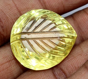 57 Ct Natural Brazilian Yellow Pear Cut Topaz Loose Certified Carved Gemstone - Picture 1 of 7