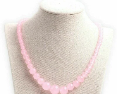 Collana donna vero quarzo rosa con GARANZIA pietre dure naturali 6-14 mm NUOVA - Immagine 1 di 4