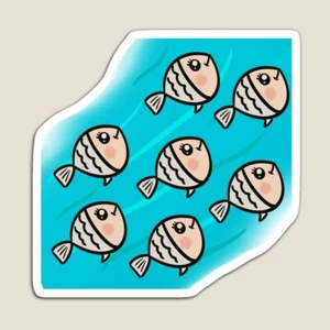 Adesivo vinile opaco Kawaii Fish Save The Ocean Blue Ocean 2,9''x2,9'' fatto a mano - Foto 1 di 2