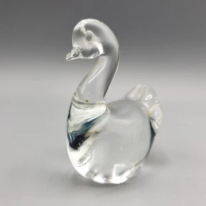Hand Blown Art Glass Swan Figurine Paperweight Clear Duck Bird - Picture 1 of 8