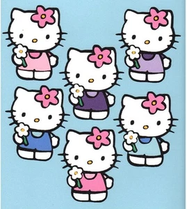 Hello Kitty with flower die cuts, 6 pcs, PRINTED 3.5" or 6" U CHOOSE DRESS COLOR - Picture 1 of 1