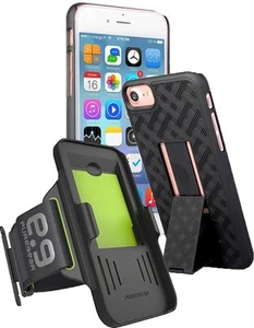 Armband and Slim Kickstand Case Combo for Apple iPhone SE 2022 2020 - Black - Picture 1 of 7