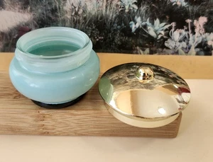 Vintage Bird of Paradise Cream Sachet by Avon. .66 oz Glass Jar Empty aqua blue - Picture 1 of 4