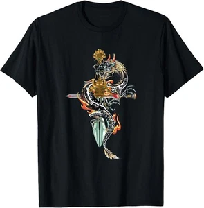 Camiseta Divertida Dragón Espada Fuego Fantasía Animal Criatura - Imagen 1 de 3
