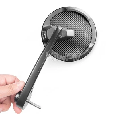 Espejos retrovisores redondos de fibra de carbono real M5 se adapta a Triumph Bonneville Thunderbird Foto 1 de 4