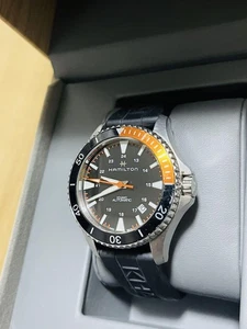 Reloj automático de buceo Hamilton azul marino esfera naranja reloj de moda para hombre - Imagen 1 de 5