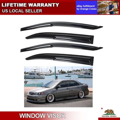 For 2003-2008 Toyota Corolla Sedan Mugen Style Window Visors Vent Sun Rain Guard - Image 1 of 4