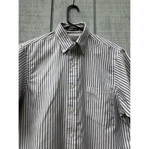 Lord & Taylor Mens Striped Short Sleeve Button Down Shirt Sz 15 Oxford Non-Iron - Picture 1 of 8