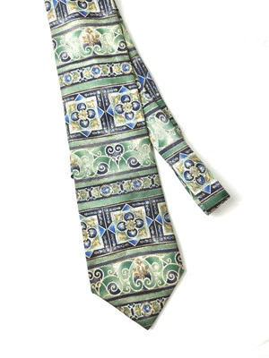 Corbata vintage para hombre Cambridge verde azul geométrica Cambridge Classics 59" Foto 1 de 4