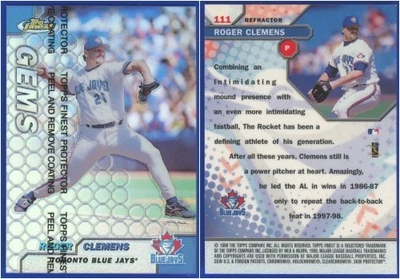 Roger Clemens 1999 Finest "Gemas" subconjunto #111 REFRACTOR - ¡BONITO! Foto 1 de 3
