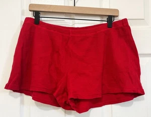 Skims Shorts Womens Large Red Waffle Knit Lounge Hot Pants Casual Adult - Picture 1 of 9