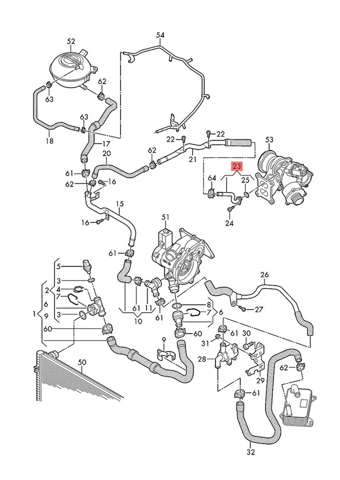 Original AUDI VW A1 A3 S3 RS3 Sportb. Lim. Tubo de refrigerante 06Q121492A Foto 1 de 1