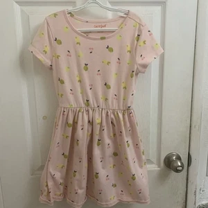 Cat & Jack Pink Lemon Print Girls Dress Size 7/8 Short Sleeve Summer Dress - Picture 1 of 10
