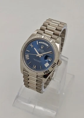 Rolex 228239 Day-Date 40 oro blanco de 18 quilates para hombre esfera azul reloj B&Ps 2023 Foto 1 de 4