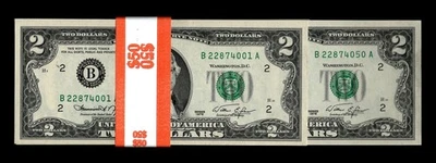 1976 BICENTENNIAL $2 DOLLAR New York FRN Full Pack of 100 Consecutive Notes - Image 1 of 2