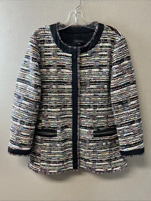 Jaqueta Ann Taylor feminina forrada mix tweed com zíper e bolsos com zíper tamanho G D1206340 - Imagem 1 de 4