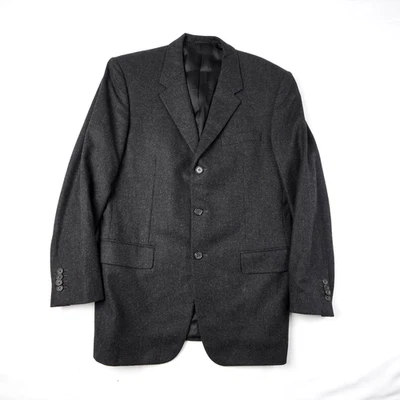 Chaqueta Prada Vintage Para Hombres 52 IT Grande 42 EE. UU. Negro Gris Lana Abrigo Deportivo Blazer Foto 1 de 4