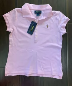 NWD Polo Ralph Lauren Girl Pink Solid Mesh Polo Shirt S/P 8 pfe1522 - Picture 1 of 1