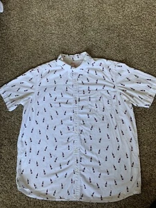 Budweiser Bottle Print Button Up Shirt Size XL Hawaiian Style 100% Cotton - Picture 1 of 6