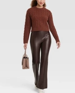 Women’s A New Day Cropped Cable Knit Sweater Brown Size XL NWT Retail $32 - Picture 1 of 7