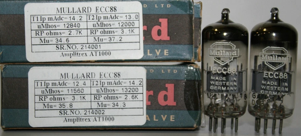 1 x ECC88 / 6DJ8 / CV5358 / M3624 MULLARD TUBE 1970s. NOS BEST LOOK