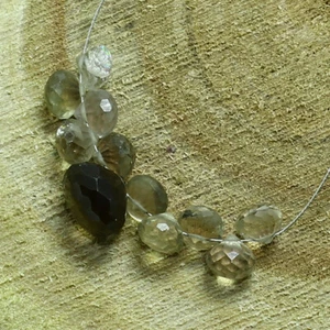 Smoky Quartz Faceted Onion Beads Briolette Natural Loose Gemstone Making Jewelry - Picture 1 of 3