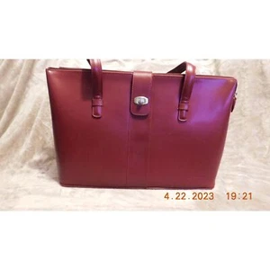 Franklin Covey Leather Business Organizer Tote Laptop Bag Briefcase Burgundy Red - Picture 1 of 11