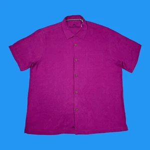 Camisa Tommy Bahama Tropic Isles Campamento Abotonada Púrpura Trébol 100% Seda XL NUEVA CON ETIQUETAS - Imagen 1 de 19