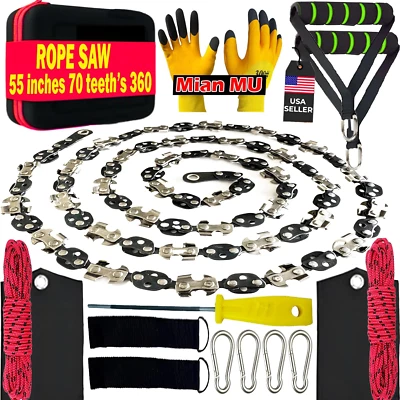 Sierra de cuerda de extremidad alta de 55 pulgadas con 70 dientes afilados, árbol arborista 360° sin esfuerzo Li Foto 1 de 4