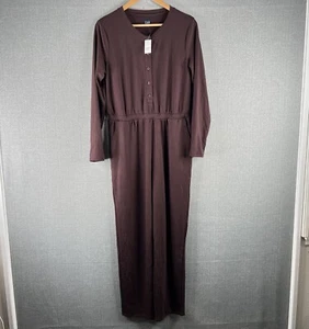 Gap Jumpsuit Womens Medium M Long Sleeve Henley Sweatshirt Jumpsuit in Eggplant - Picture 1 of 11