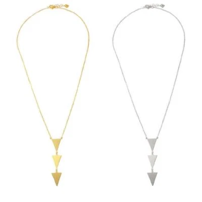 Collana A Goccia Con Tre Triangoli In Argento Sterling - Immagine 1 di 2