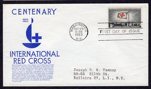 1963 International Red Cross 100th (Scott 1239) - Blue Anderson FDC NT347 - Picture 1 of 1