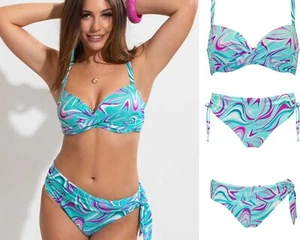 Pour Moi Carnival Lightly Padded Underwired Twist Bikini Top, Fold or Adj Brief - Picture 1 of 14