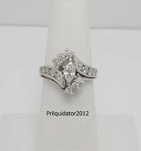 1CT Natural Marquise Diamond Engagement Wedding Ring Bridal Set 14K White Gold - Picture 1 of 14