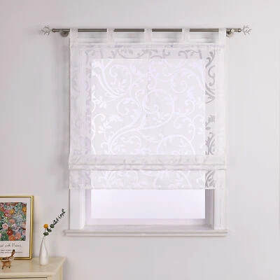 Raffrollo Raffgardine mit Schlaufen Ausbrenner Gardinen Wohnzimmer Transparente - Bild 1 von 4