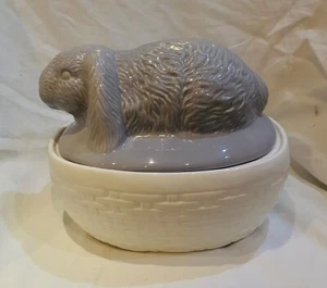 NEXT Easter Rabbit on Basket Ceramic Casserole Dish Unused. Perfect. EX CON - Picture 1 of 11