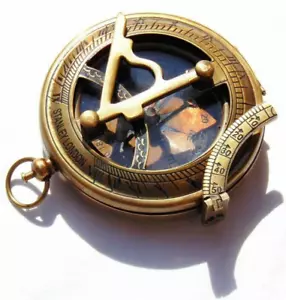 Brújula de reloj de sol de bolsillo náutico antiguo latón marino Stanley London 1 pieza - Imagen 1 de 8