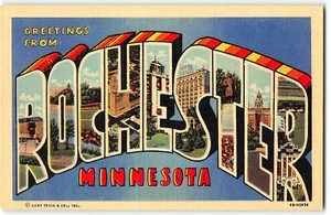 ROCHESTER, MINNESOTA Large Letter Linen Postcard Curteich, 1946 Soldier's Field - Picture 1 of 2