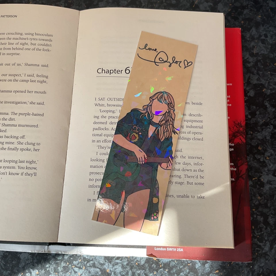MADDOODLE CREATIONS Taylor Swift Bookmark Gift Handmade Holographic Original Artwork Booklover Read