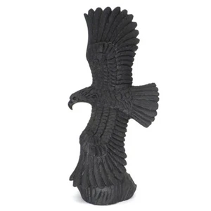 10.6" Eagle Natural Black Obsidian Crystal Carved Craft Figurine Home Decor #900 - Picture 1 of 9