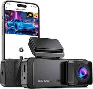 2025 Front Dashcam 1296P, V300 WiFi Dash Camera for Cars with App, Night Vision - Picture 1 of 8