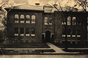Champaign High School IL Illinois Postcard 1908 Flag Cancel 1 Odd Correspondence - Picture 1 of 7